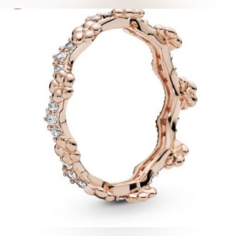Pandora Rose Gold Floral Sparkle Ring